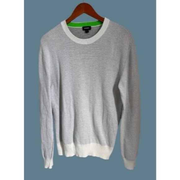 Diesel Mens Gray Knit Sweater With White Ribbed Trim & Green Detail Size Med - Picture 1 of 8